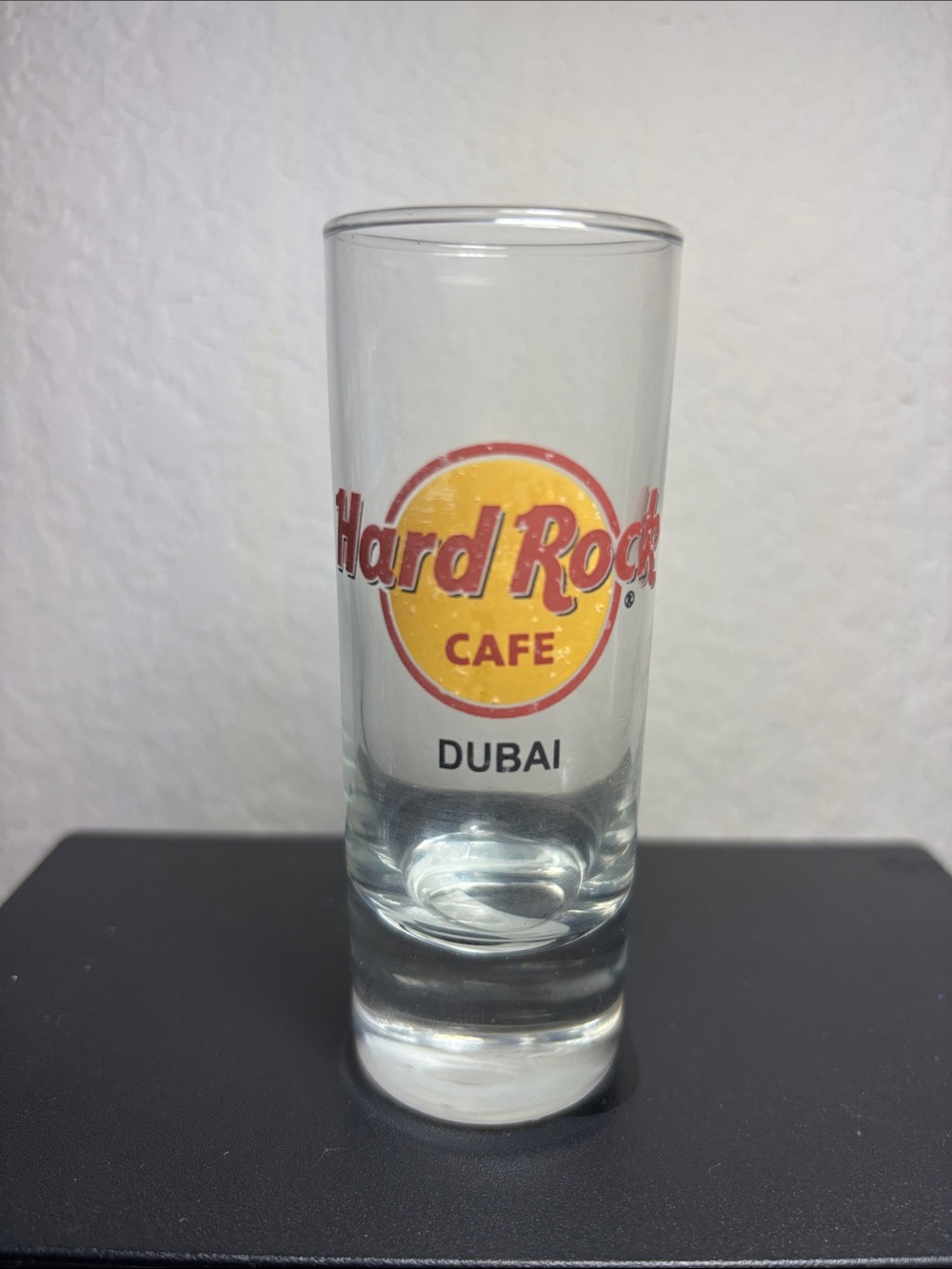 Hard Rock Cafe Dubai Red and Yellow Logo Shot Glass
